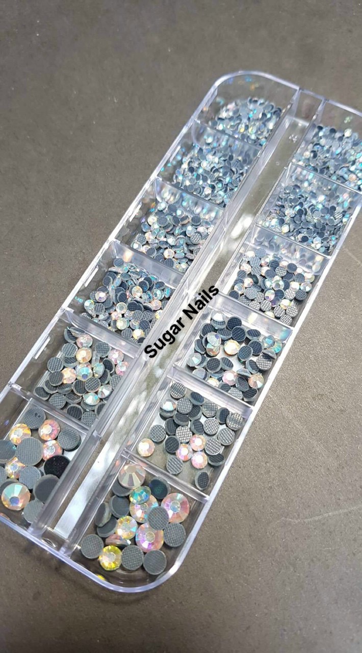 Đá Nail ,Set Đá Chân Keo Đính Móng 12 Ô Mix Size - Sugar Nails