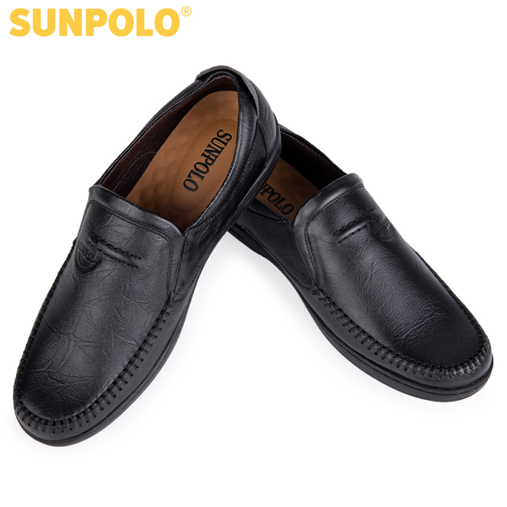 Giày mọi nam da bò SUNPOLO LS4016 (Đen, Nâu)