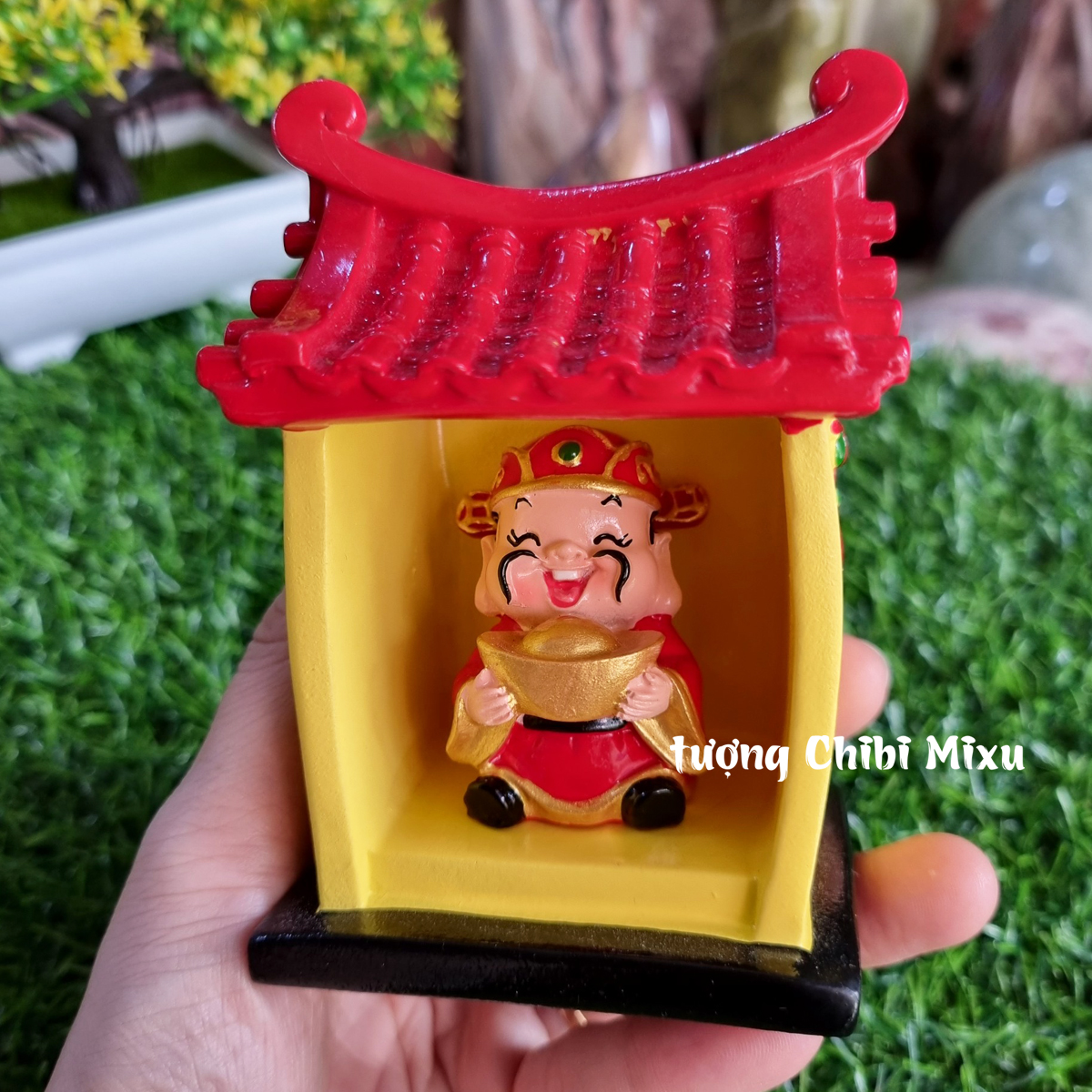 Miếu Thần Tài (gồm miếu size lớn + tượng Thần Tài 4.5cm) tài lộc may mắn