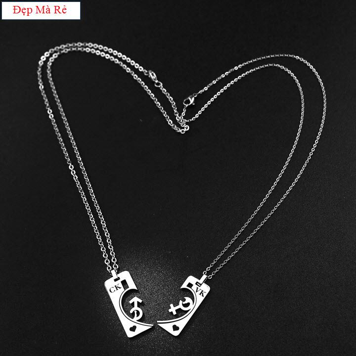 (Gift 01 bangles) necklaces couple stainless steel đẹp that cheap white 2 piece puzzle logo men women carved letters CK/VK-commitment 1 Đổi 1 if Hoen, rust