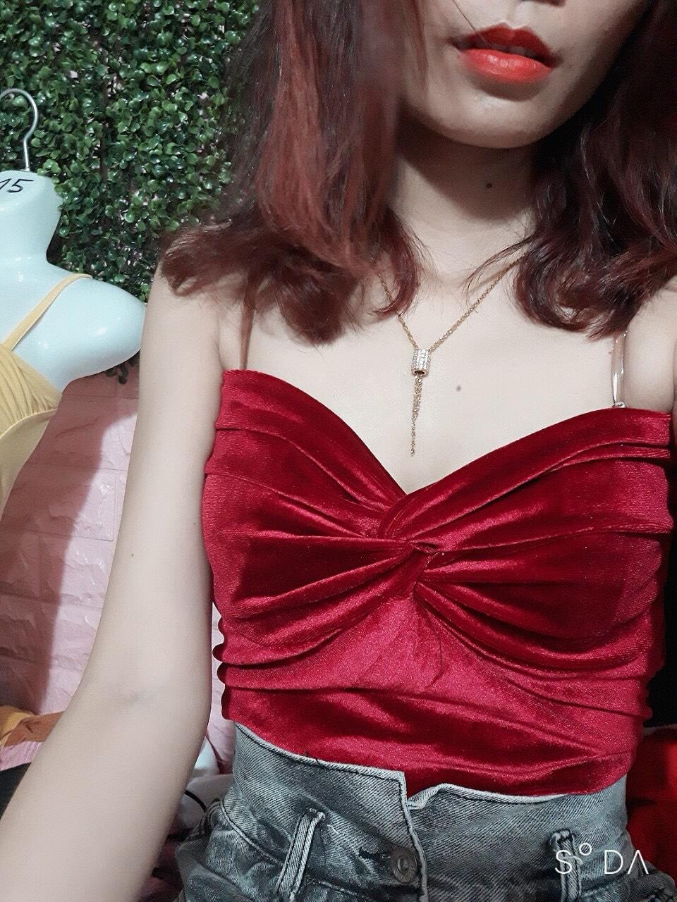 Áo nhung cúp ngực  kèm mút  sang chảnh