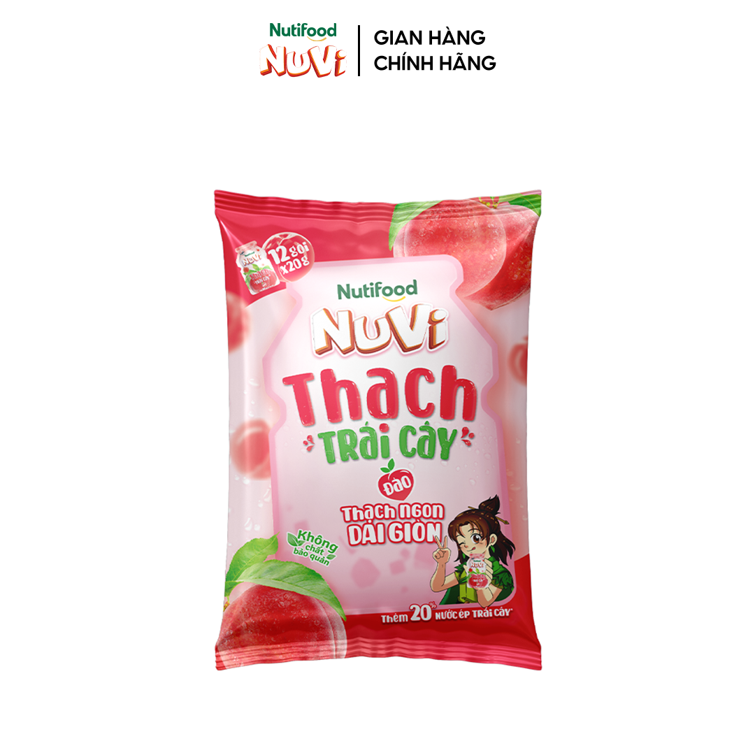 Thùng 24 Túi Thạch Trái Cây NuVi Vị Đào 90ml