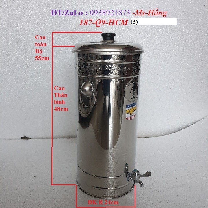 Bình lọc inox cáo cấp sus 304 cỡ lớn - bl25i3