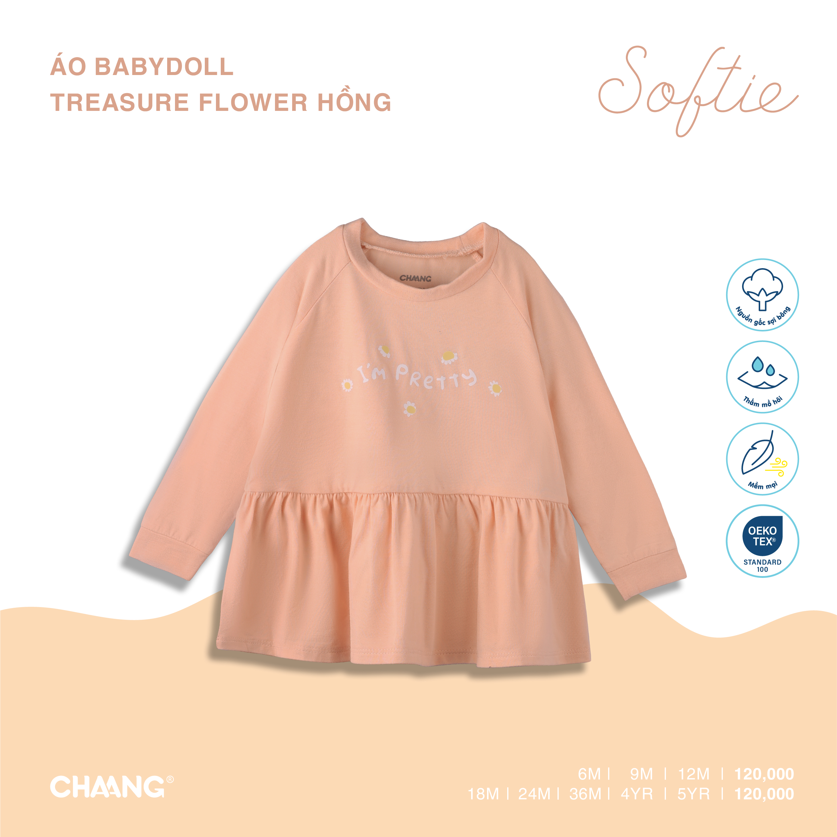 Áo dài tay babydoll Treasure Chaang