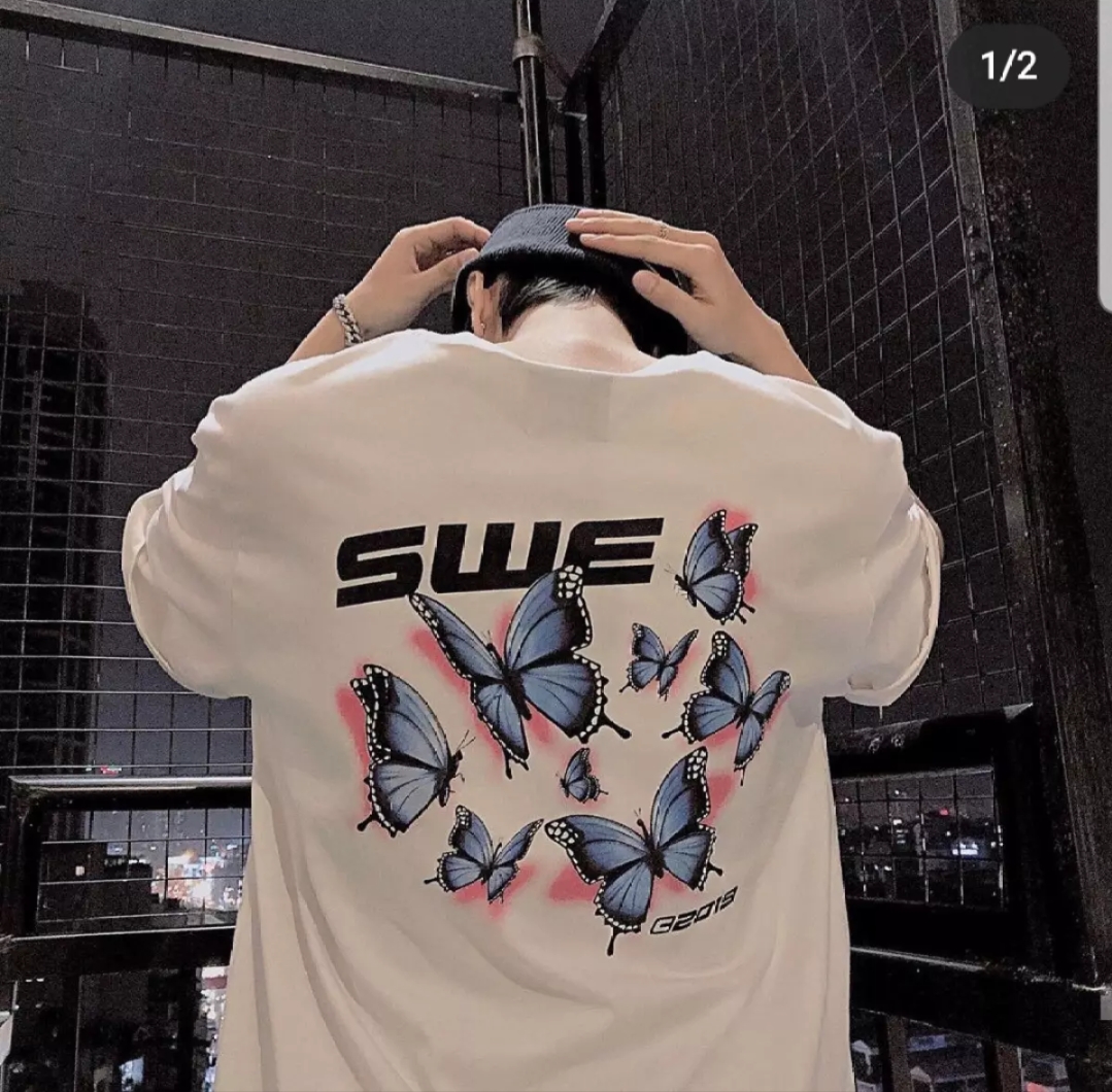 [HCM]Áo thun nam nữ form rộng Hàn quốc in hình SWE vải dày mịn mát đường may sắc sảo không phai màu không dính giặt