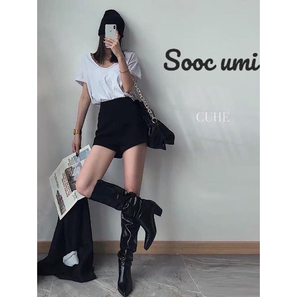 Quần sooc kaki cạp cao tôn body