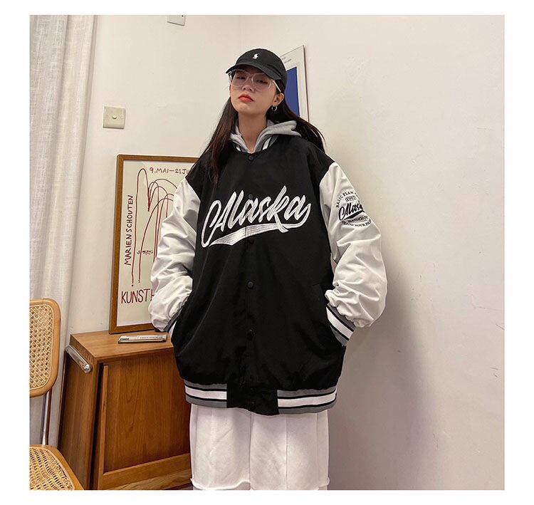 Áo khoác bomber oversize in họa tiết MASKA trẻ trung năng động/ Áo bomber cúc bấm tay bồng phom thụng ulzzang - xuongmaythaothuy