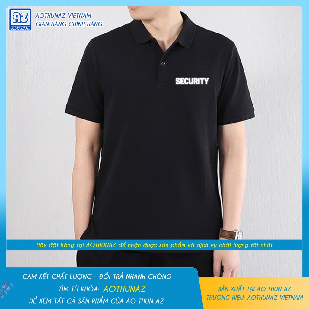 Áo thun polo cổ trụ nam in logo security phản quang bảo vệ 2 mặt m2449