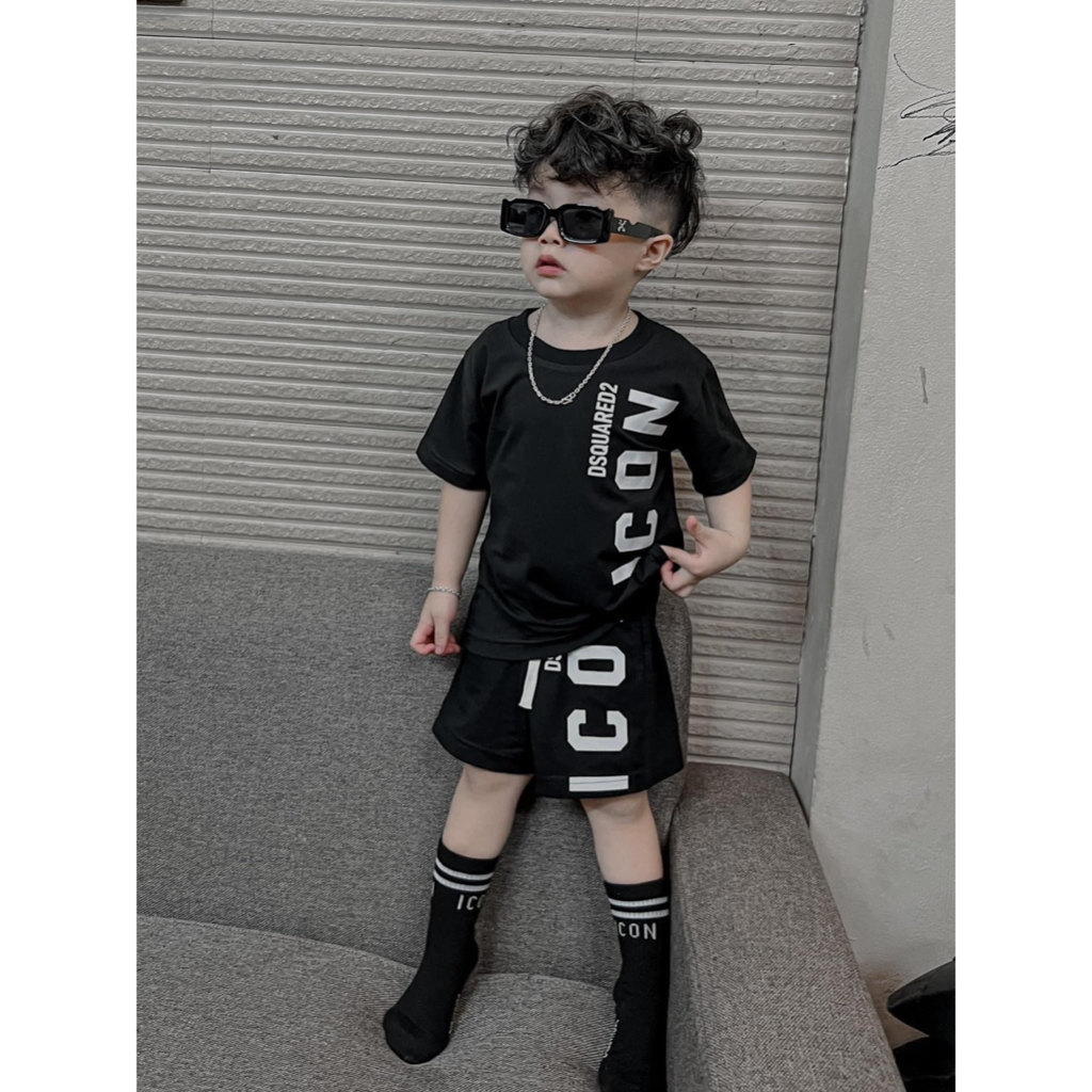 Bộ áo quần icon cho bé,set áo phông quần short trẻ em unisex, TP Kids