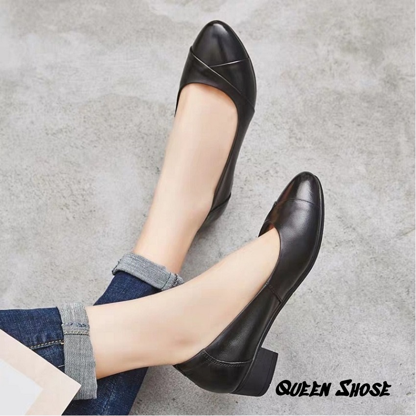 Giày búp bê nữ đế 3cm da lỳ cao cấp Hàng VNXK
