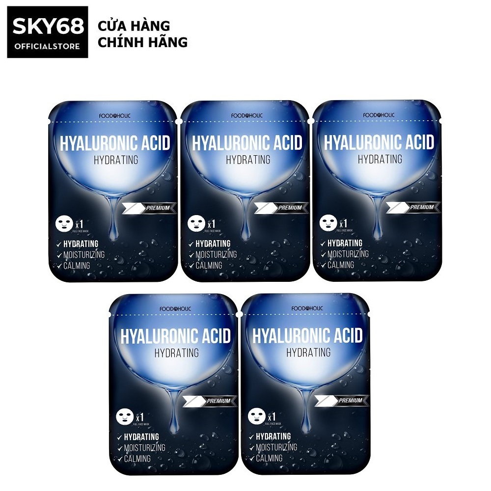 Combo 5 Mặt nạ giúp cấp ẩm đa tầng Foodaholic Hyaluronic Acid Hydrating Mask 23ml x 5 - HYALURONIC ACID