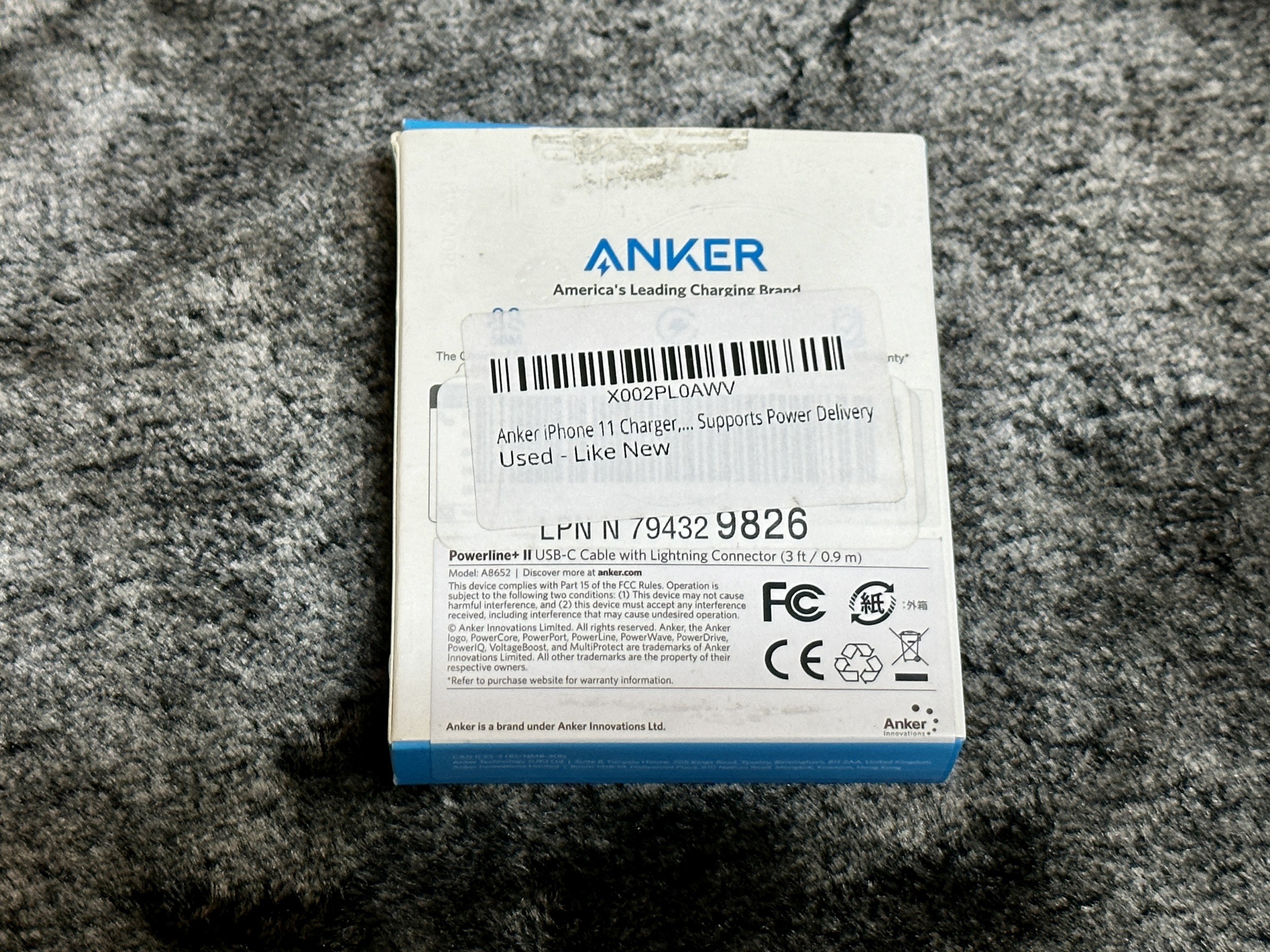 Cáp sạc Anker PowerLine+ II USB-C to Lightning Connector 0.9m A8652