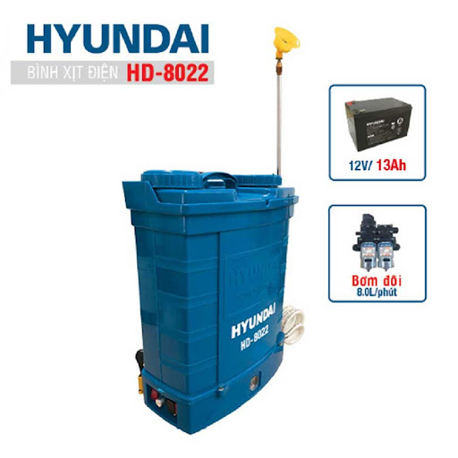 Bình xịt điện Hyundai HD-8022 (20L, 13Ah, bơm đôi)