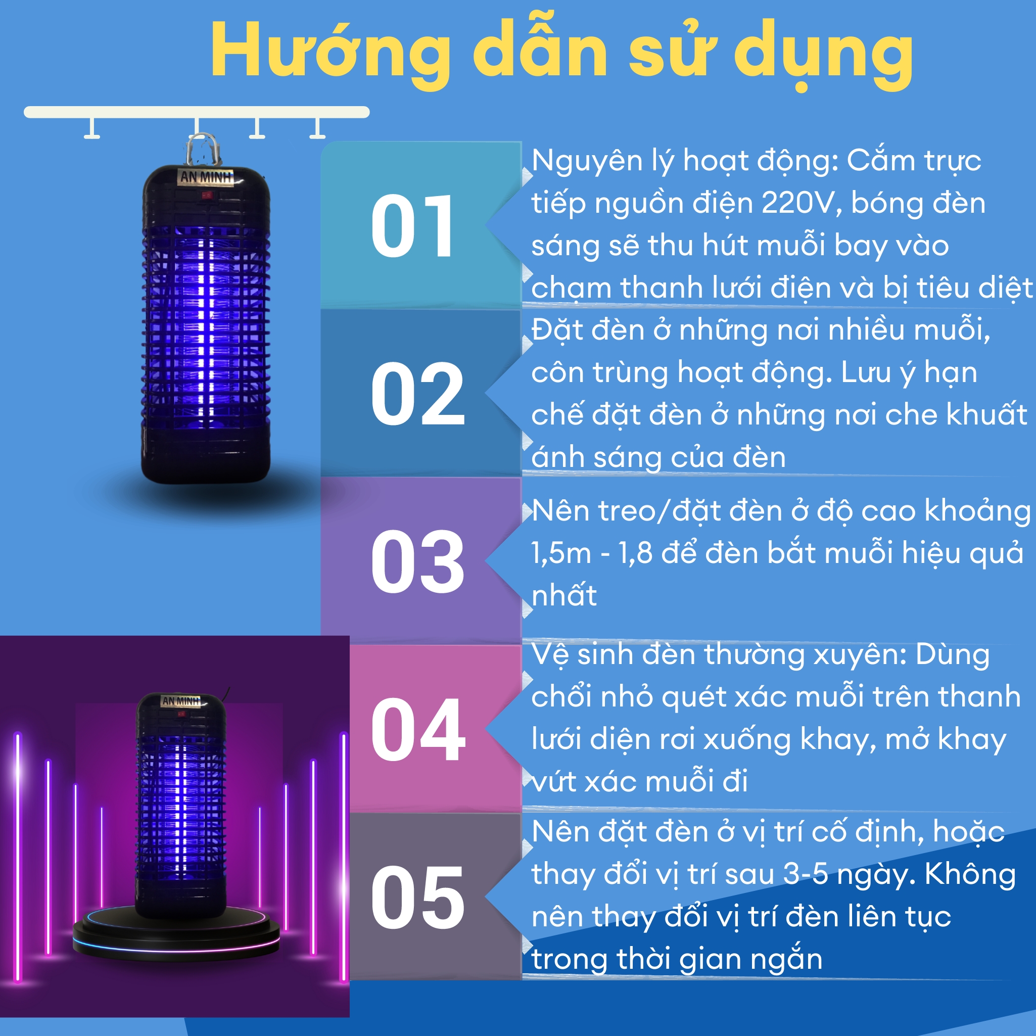 Đèn bắt muỗi và diệt muỗi bảo hành 06 tháng