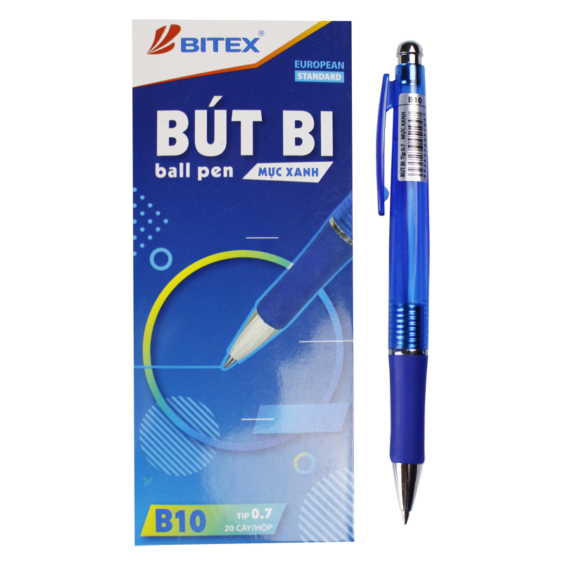 Bút bi Bitex mực xanh / đen B10 ngòi 0.7mm (1 cây)