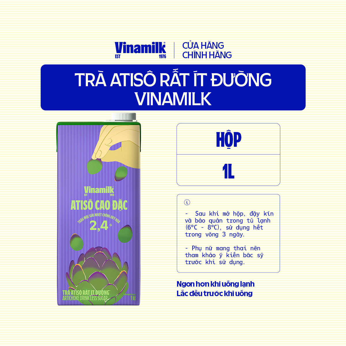 Trà Atiso It Đường Vinamilk - 2 Hộp giấy 1L