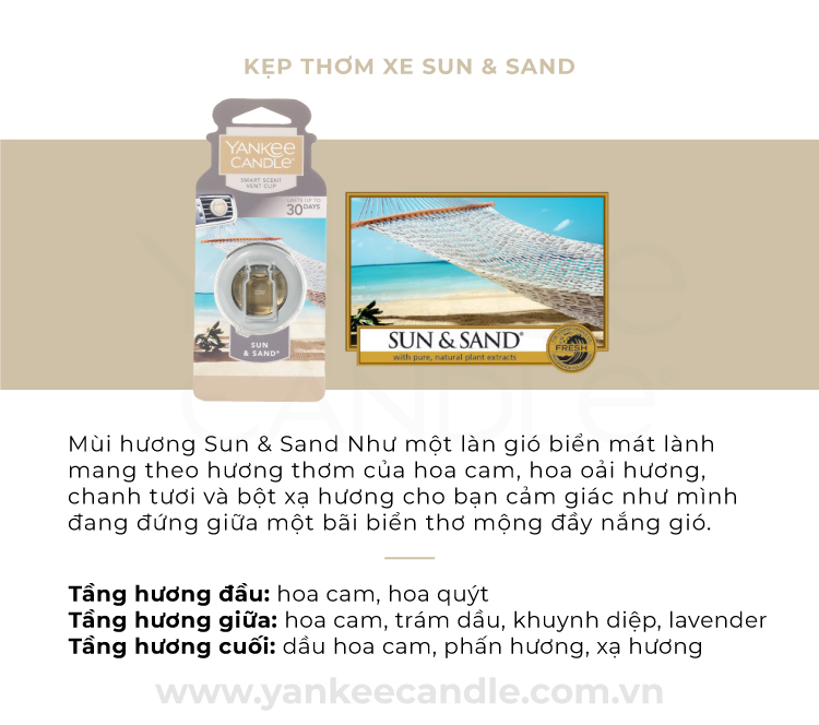 Kẹp thơm xe Yankee Candle - Sun & Sand
