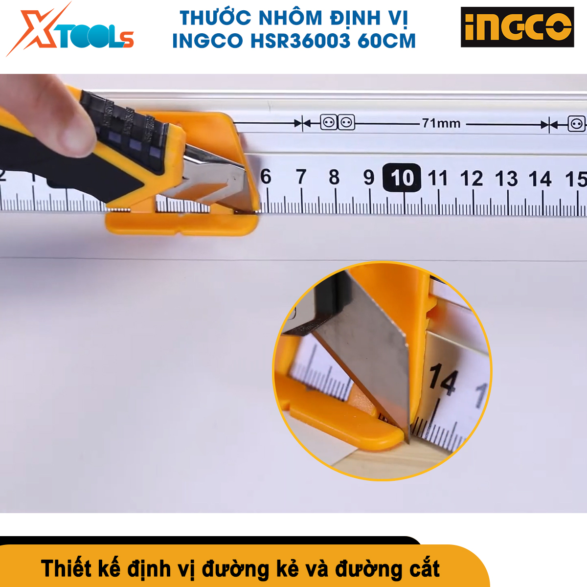 Thước nhôm định vị đa năng INGCO HSR36003 60cm thước thủy cân bằng xây dựng tích hợp đa chức năng, thang đo ổ cắm điện,... XTOOLs