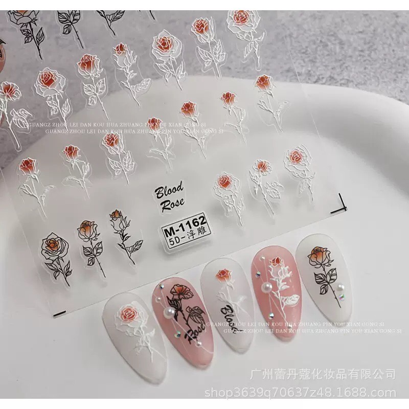 STICKER DÁN MÓNG HOA HỒNG HÓT