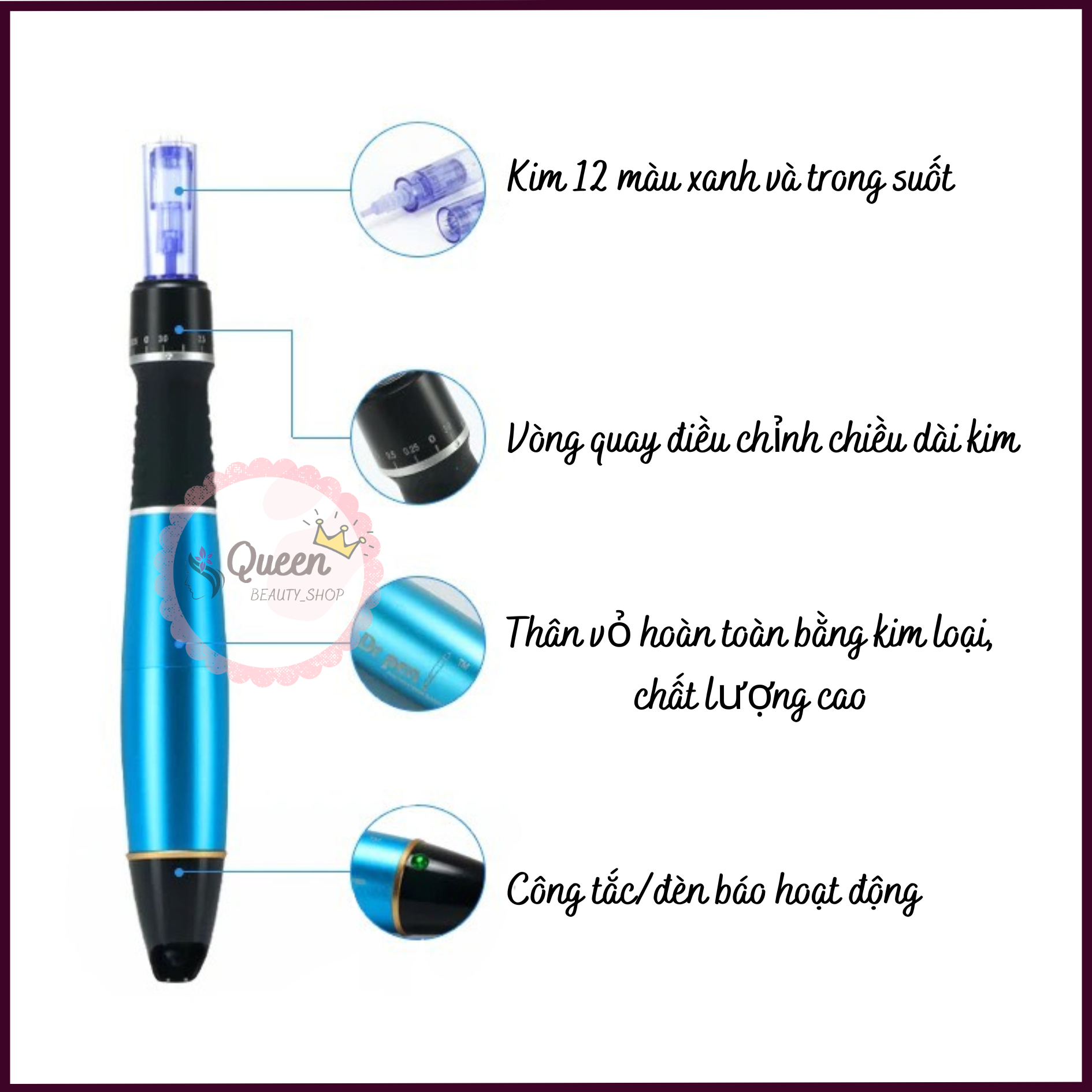Máy phi kim Dr.Pen tích điện | Bút phi kim cấy tảo, cấy phấn Dr.Pen