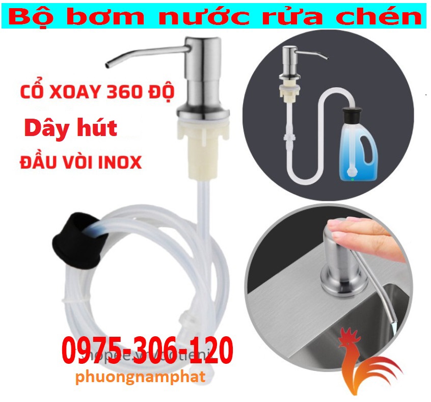 [TIỆN LỢI GẤP NHIỀU LẦN] Bộ Đầu Bơm Hút Dầu Rửa Bát GẮN ÂM THÀNH CHẬU NHẤN HƠI GẮN VỪA TẤT CẢ CÁC CHẬU có dây nối đến can nước rửa chén to