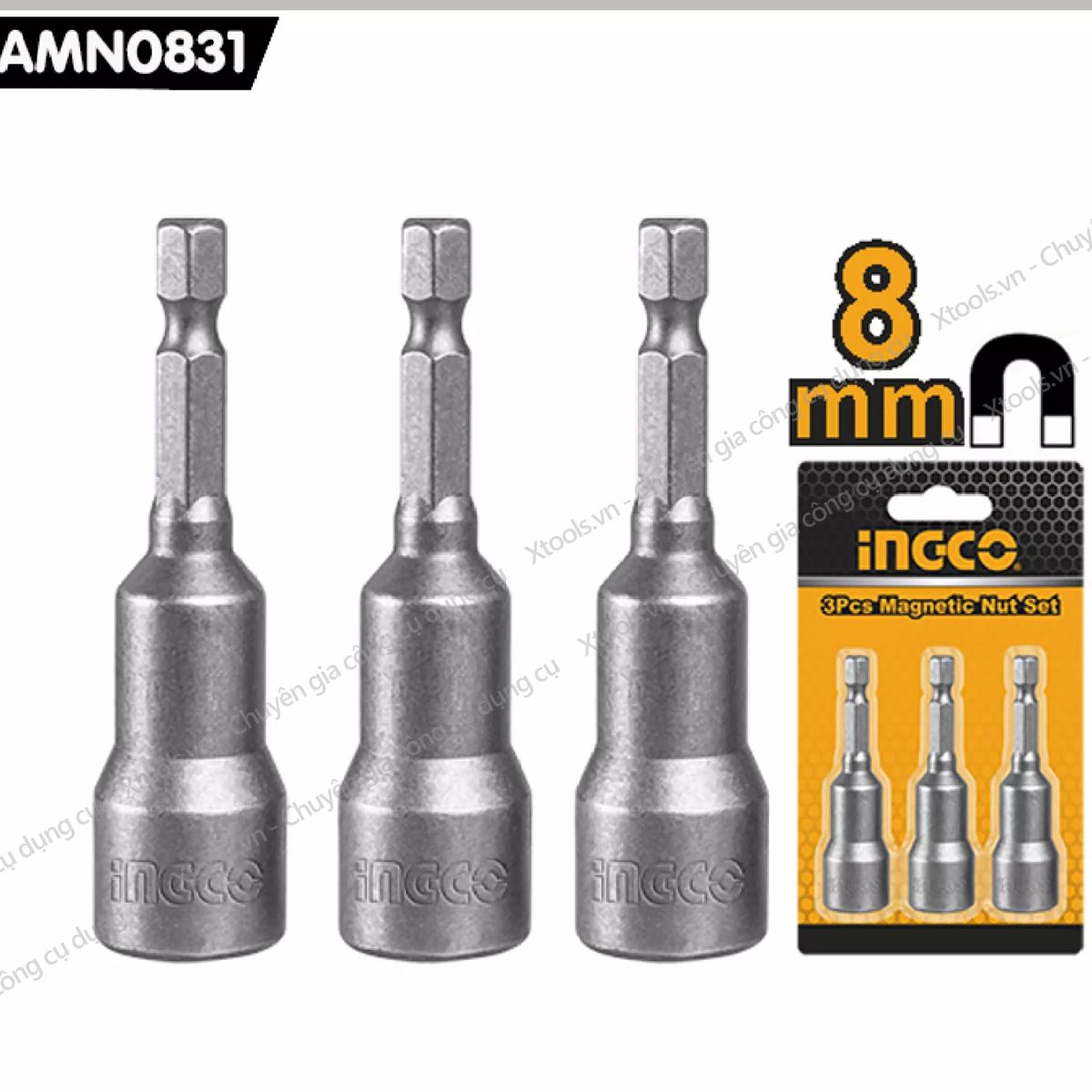 Bộ mũi từ bắn tôn AMN0831 Mũi bắn tôn siết vít đa năng đuôi lục giác 1/4''- 45mm, chất liệu 50BV30, với lực nam châm mạnh, chống rỉ