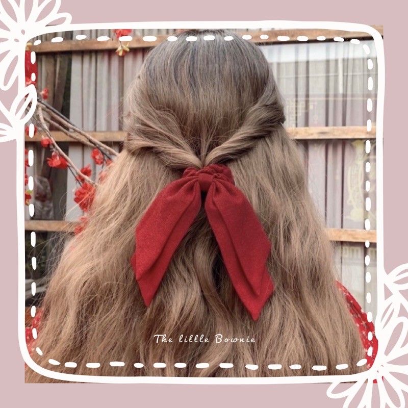 Cột tóc vải nơ đôi Petal Scrunchie The little Bownie