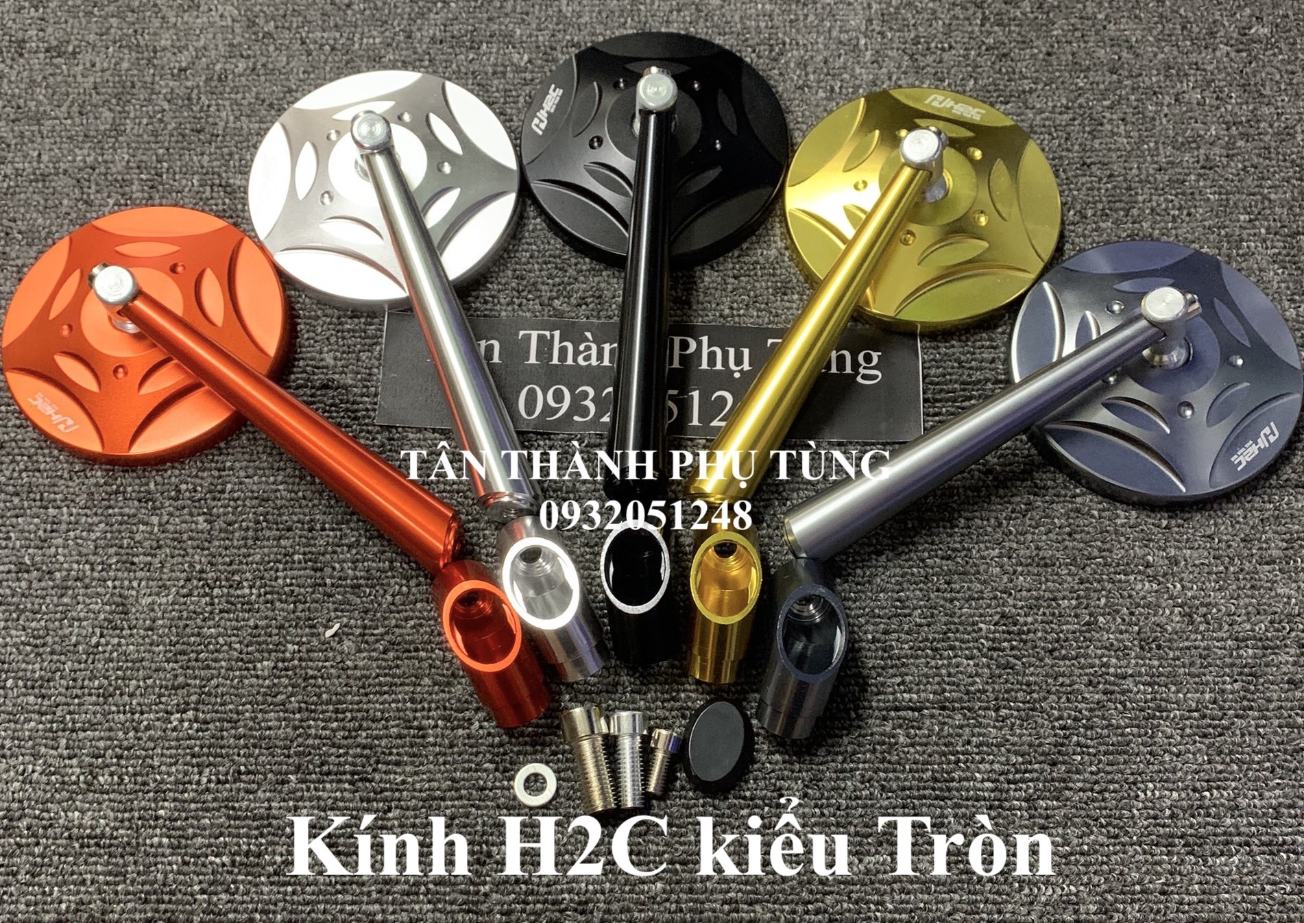 Kính chiếu hậu H2C nhôm CNC kiểu tròn