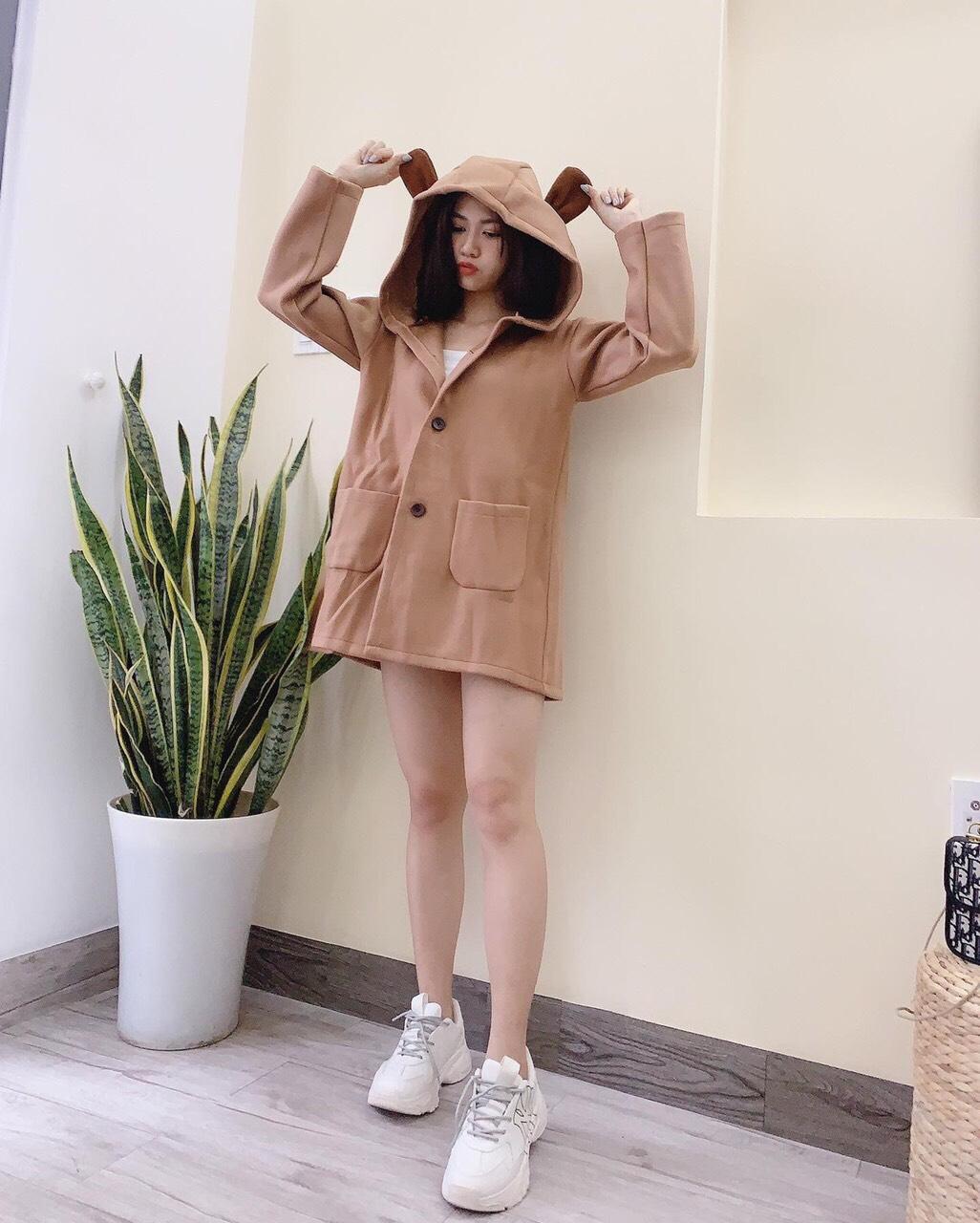 Áo khoác có nón tai gấu siêu cute