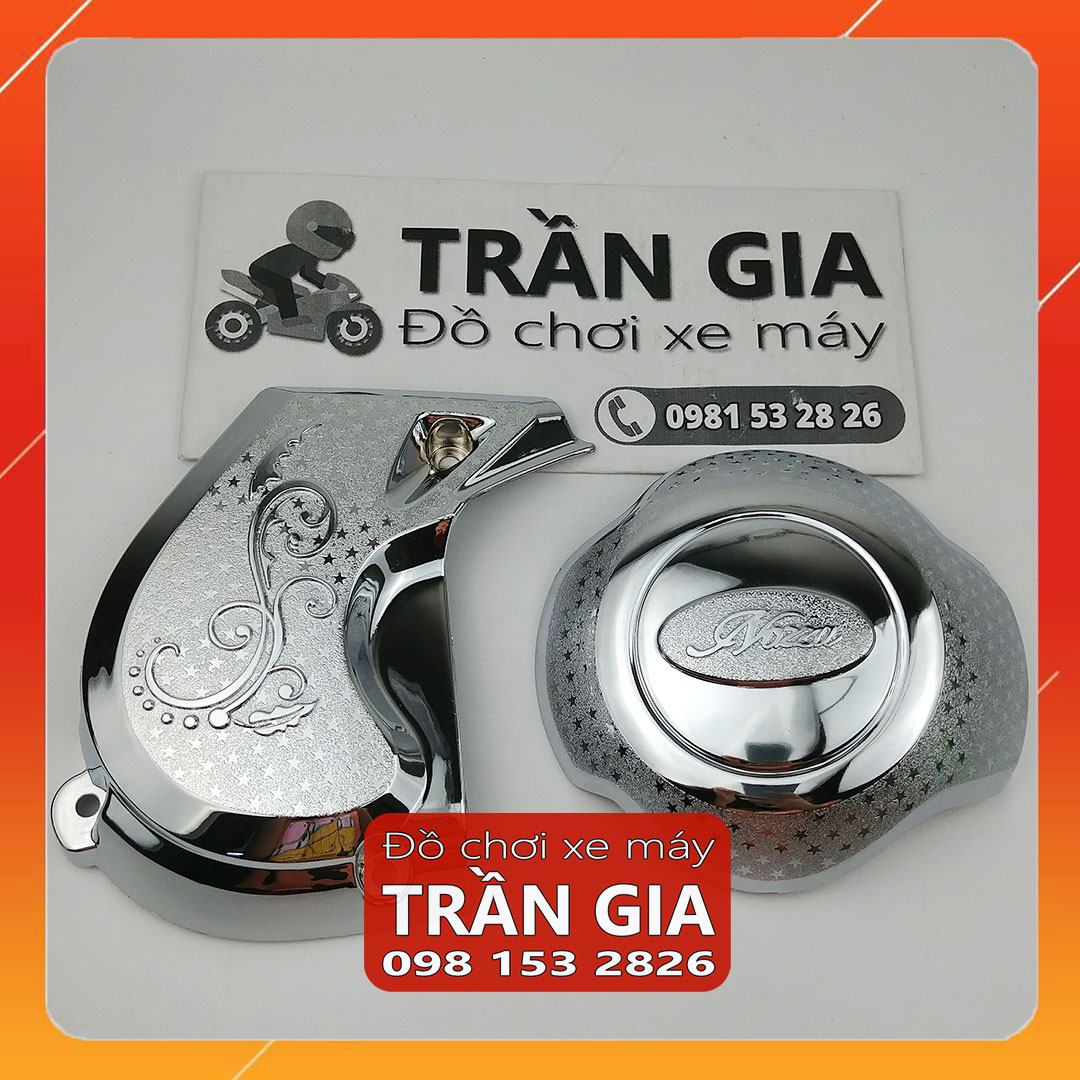 Ốp lốc máy lớn nhỏ xe nozza grande năm 2014-2015-2016-2017-2018 ốp che lốc nồi xi inox - phụ kiện trang trí yamaha