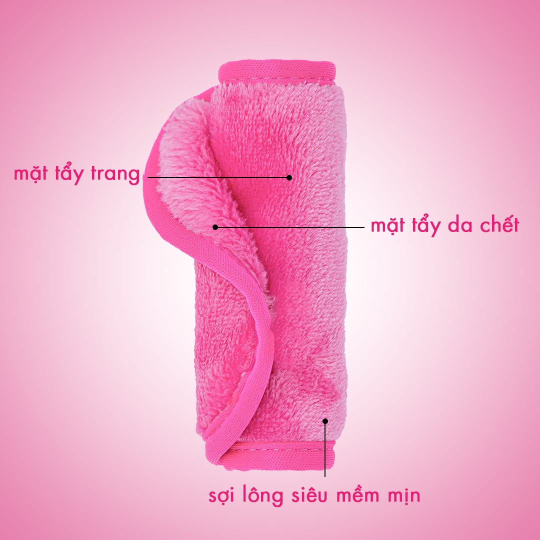 Khăn tẩy trang và tẩy da chết MakeUp Eraser siêu mềm mịn bản bản Hồng Mini Pink
