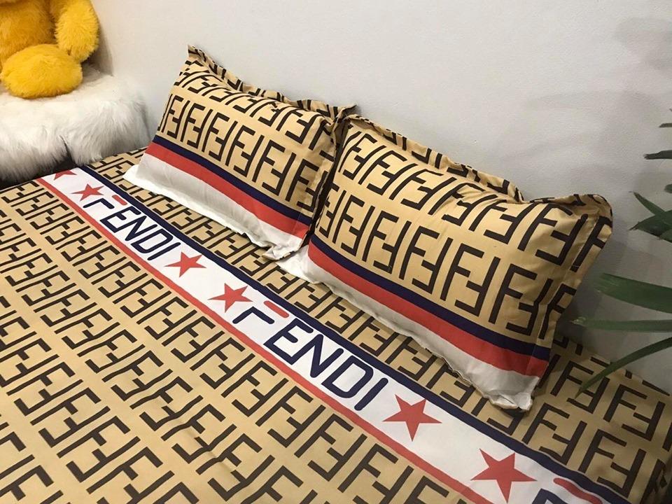 Bộ Chăn Ga Gối Cotton Poly Combo 5 Món - Fendi