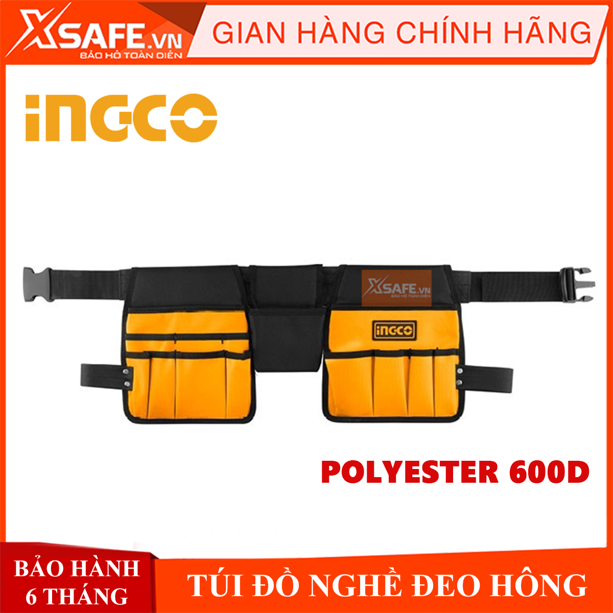 Túi dụng cụ đeo hông Ingco HTBP02031 túi đựng đồ nghề đa năng đeo lưng cơ khí, điện lạnh, công trình, vải polyester siêu bền bỉ
