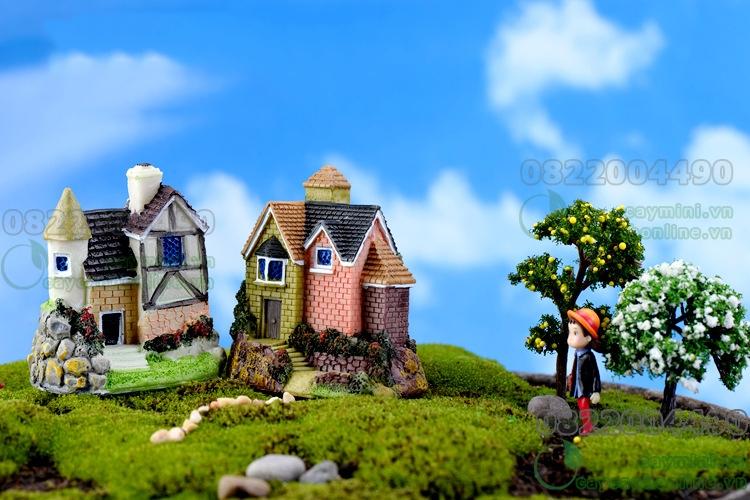 Nhà Biệt thự phong cách châu âu 4x6x7 - Trang trí tiểu cảnh sân vườn hồ cá mô hình nhà