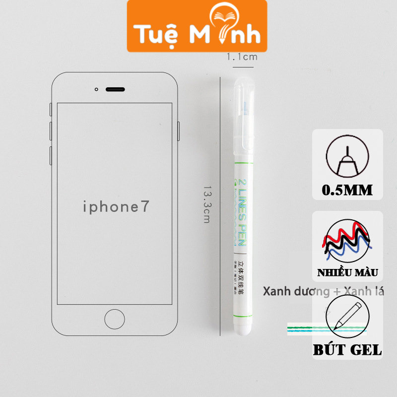 Bút gel 2 ngòi 2 Lines Pen nét 0.5mm nhiều màu, bút ghi chú, trang trí sổ chất lượng