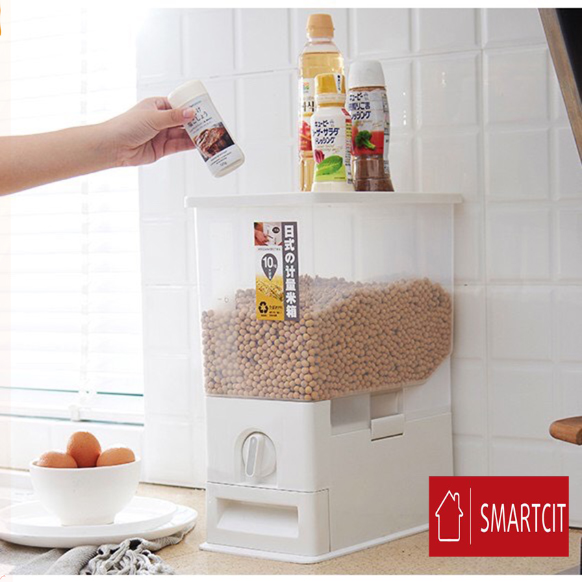 Thùng đựng gạo thông minh Tashuan 10kg nút vặn