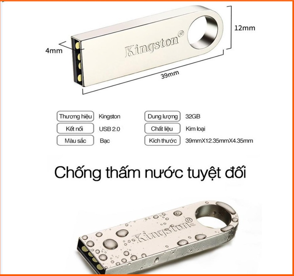 USB Kingston SE9 128Gb/64Gb/32Gb/16Gb/8Gb/4Gb/2Gb [Hàng Chất Lượng] - USB 2.0, Chống Nước, Bảo Hành 5 NĂM LỖI 1 đổi 1