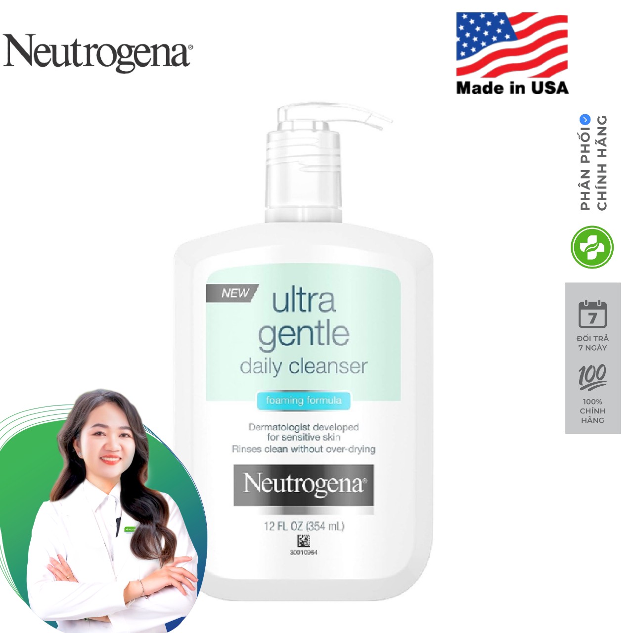 Sữa rửa mặt Neutrogena Ultra Gentle Hydrating 354ml