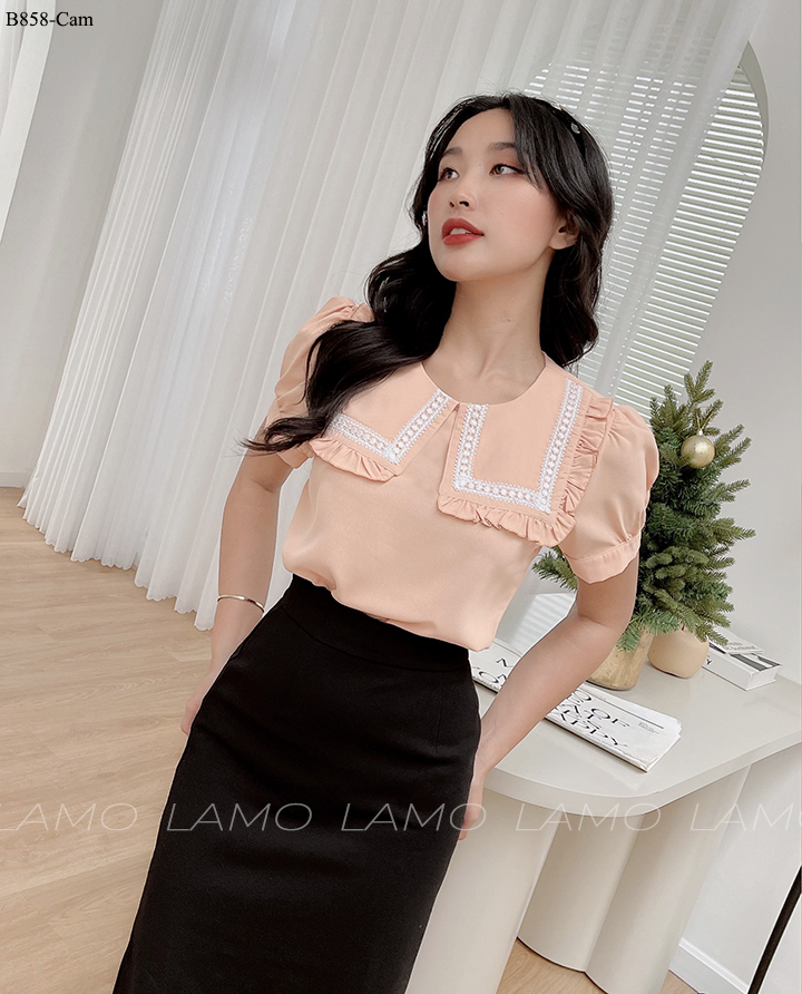 ÁO SƠ MI NỮ BÈO NHÚN TRẺ TRUNG -B858