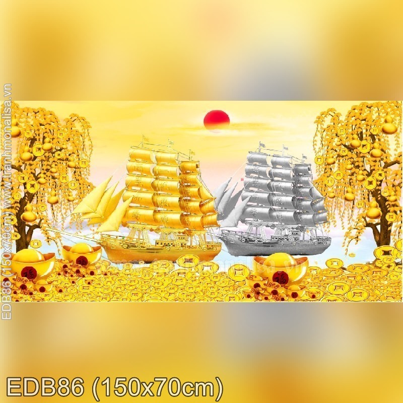 Tranh thêu chữ thập thuận buồm xuôi gió edb86 - kích thước 150 * 70