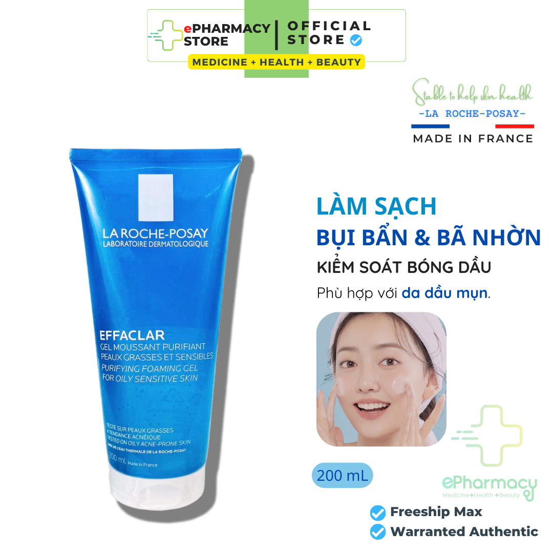 Sữa Rửa Mặt LA ROCHE POSAY Effaclar Purifying Foaming Gel dạng gel cho da dầu 200ml