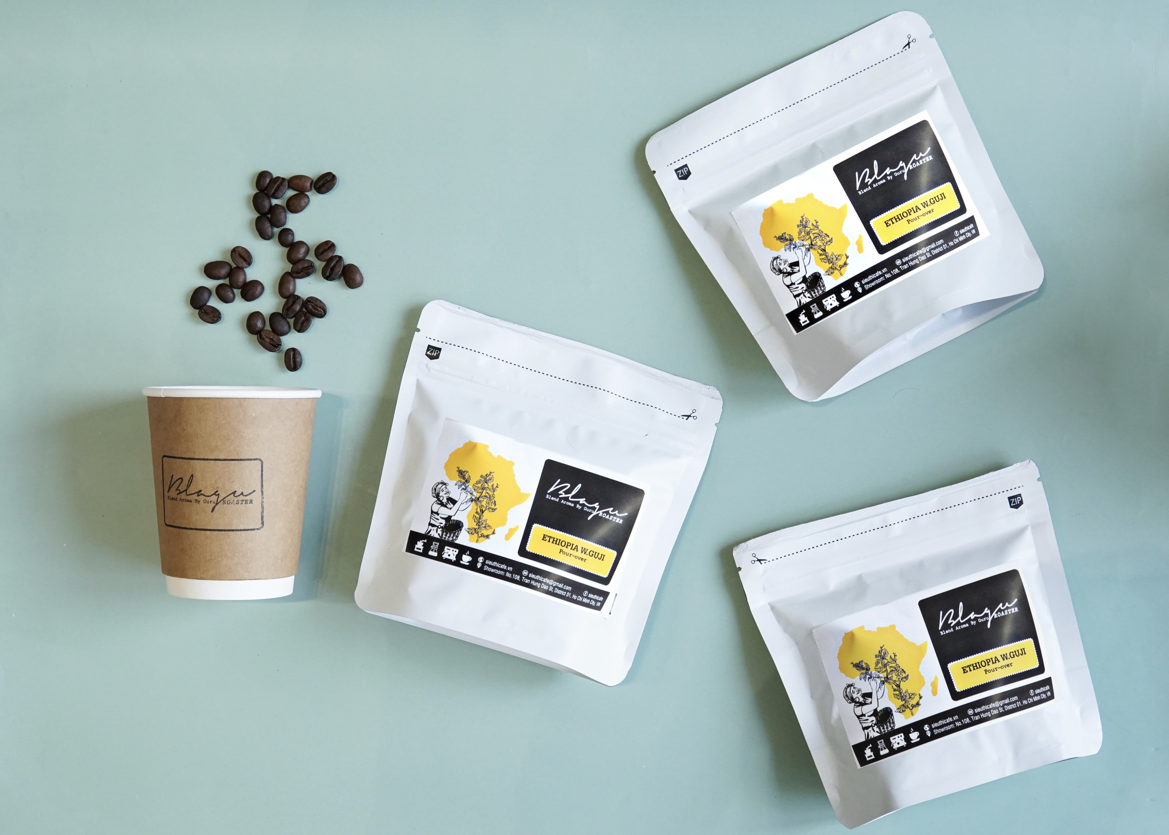 CÀ PHÊ BLAGU HẠT ĐÃ RANG, ETHIOPIA W.GUJI, LIGHT-MEDIUM ROAST, 100G
