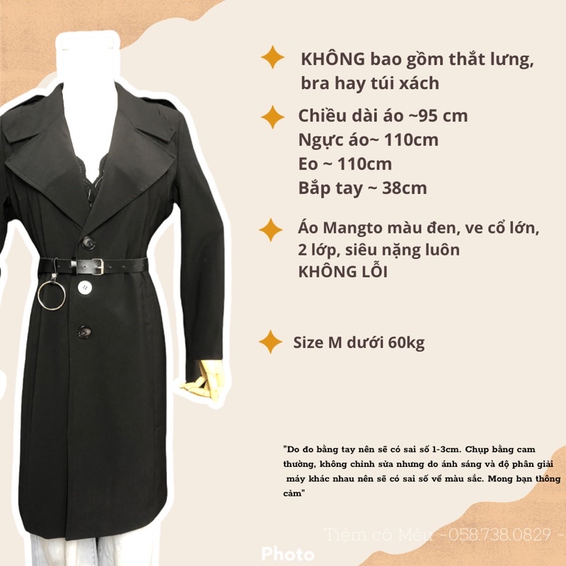 2Hand Áo Mangto Măng Tô Đen Đệm Vai 2 Lớp Trendy - Mixasale