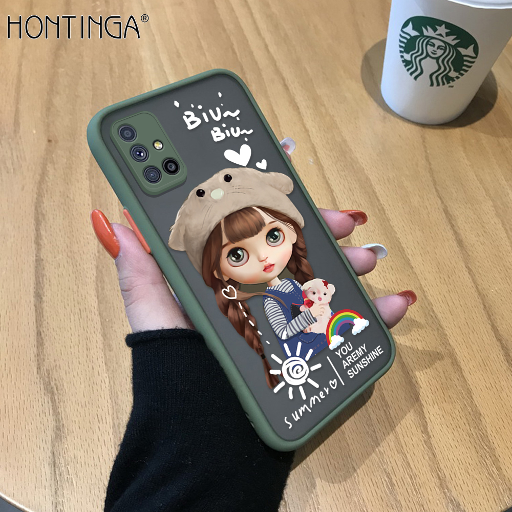 Ốp Honinga Cho Ốp Samsung Galaxy M51 Ốp Điện Thoại Anime Cứng Trong Suốt Phủ Mờ Hình Cô Gái Đáng Yêu Cầu Vồng Dễ Thương, Ốp Lưng Toàn Bộ Ốp Bảo Vệ Ống Kính Máy Ảnh Trường Hợp Khó Khăn Cho Cô Gái Cho Phụ Nữ