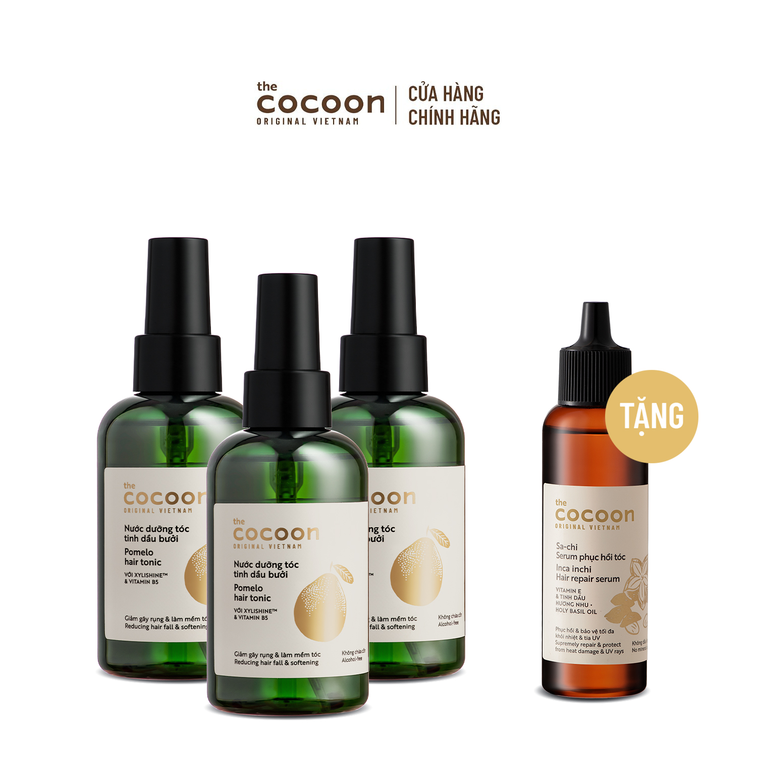 SPECIAL COMBO 3 Nước dưỡng tóc tinh dầu bưởi Cocoon (tặng 1 serum sachi phục hồi tóc Cocoon 70ml)