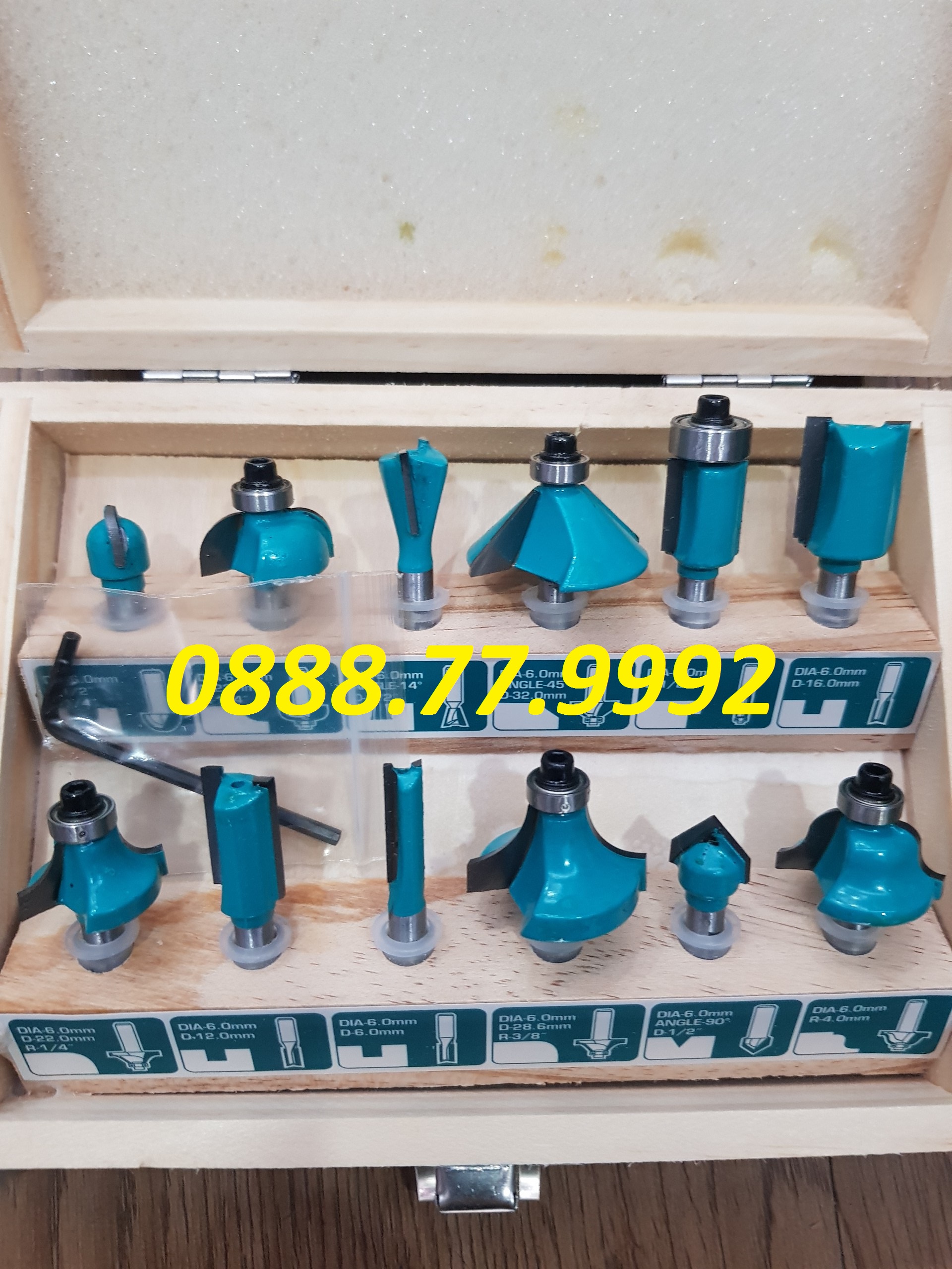 Bộ 12 mũi phay gỗ (6mm) Total TACSR0121