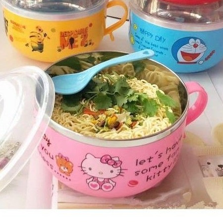 [HCM][LOẠI TỐT] BÁT ÚP MÌ HÌNH THÚ RUỘT INOX 304 KHÔNG GỈ CÓ NẮP ĐẬY TẶNG KÈM THÌA TIỆN LỢI - TÔ ĂN MÌ ĂN LẨU CHỊU NHIỆT TỐT - CA NẤU MÌ GÓI PHỞ GÓI SIÊU TỐC