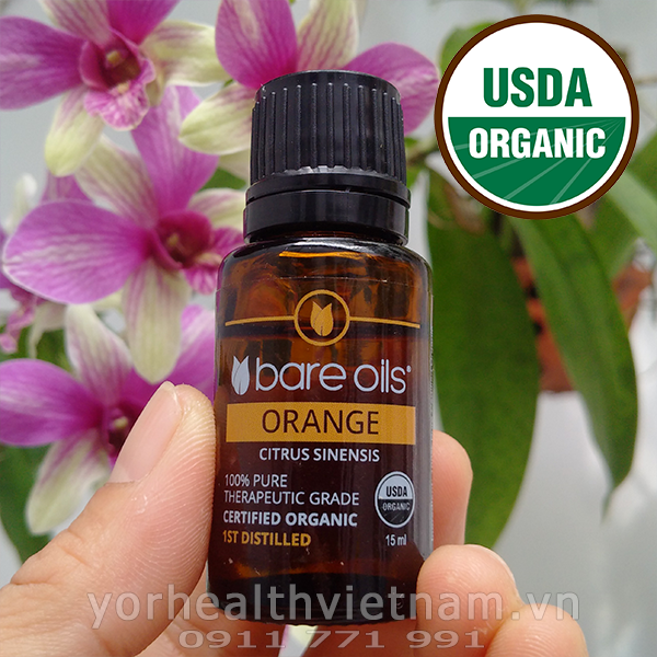 Tinh dầu cam - Orange Essential Oil (Tinh dầu hữu cơ Bare Oils - USDA Organic) 15ml