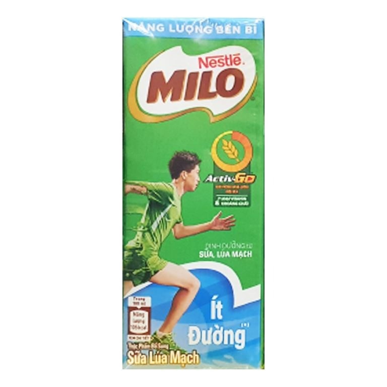 Lốc 4 hộp sữa lúa mạch cacao ít đường Milo Active Go 180ml