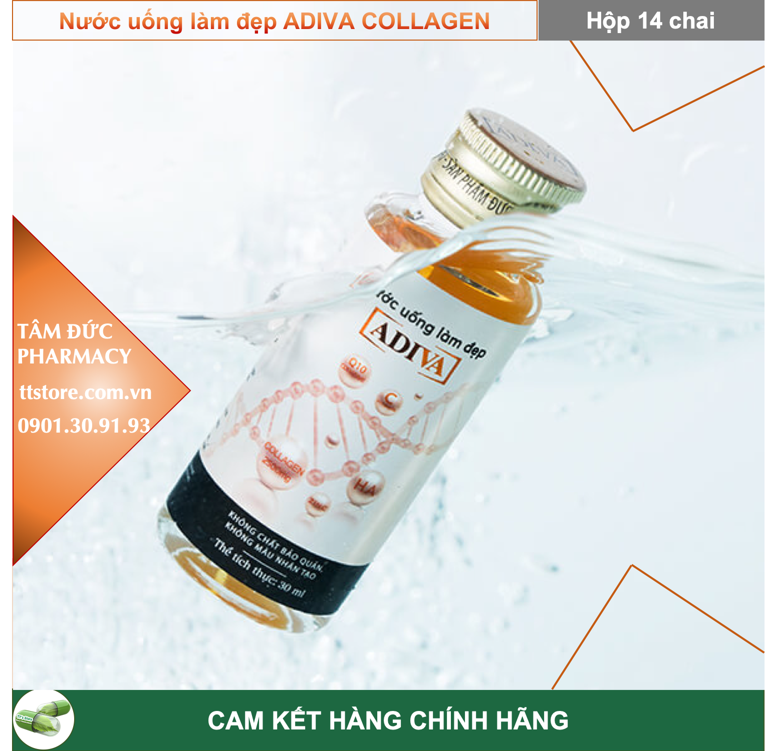 [HCM][COMBO 3 HỘP] ADIVA Collagen [Hộp 14 chai]
